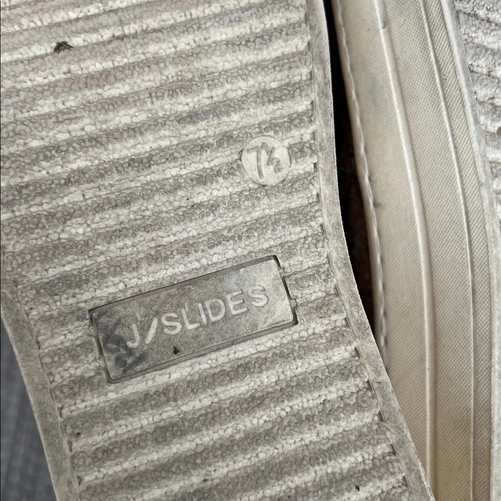 J/Slides Bronze Metallic Embossed Snake Print Slide on Platform Sneakers 7.5